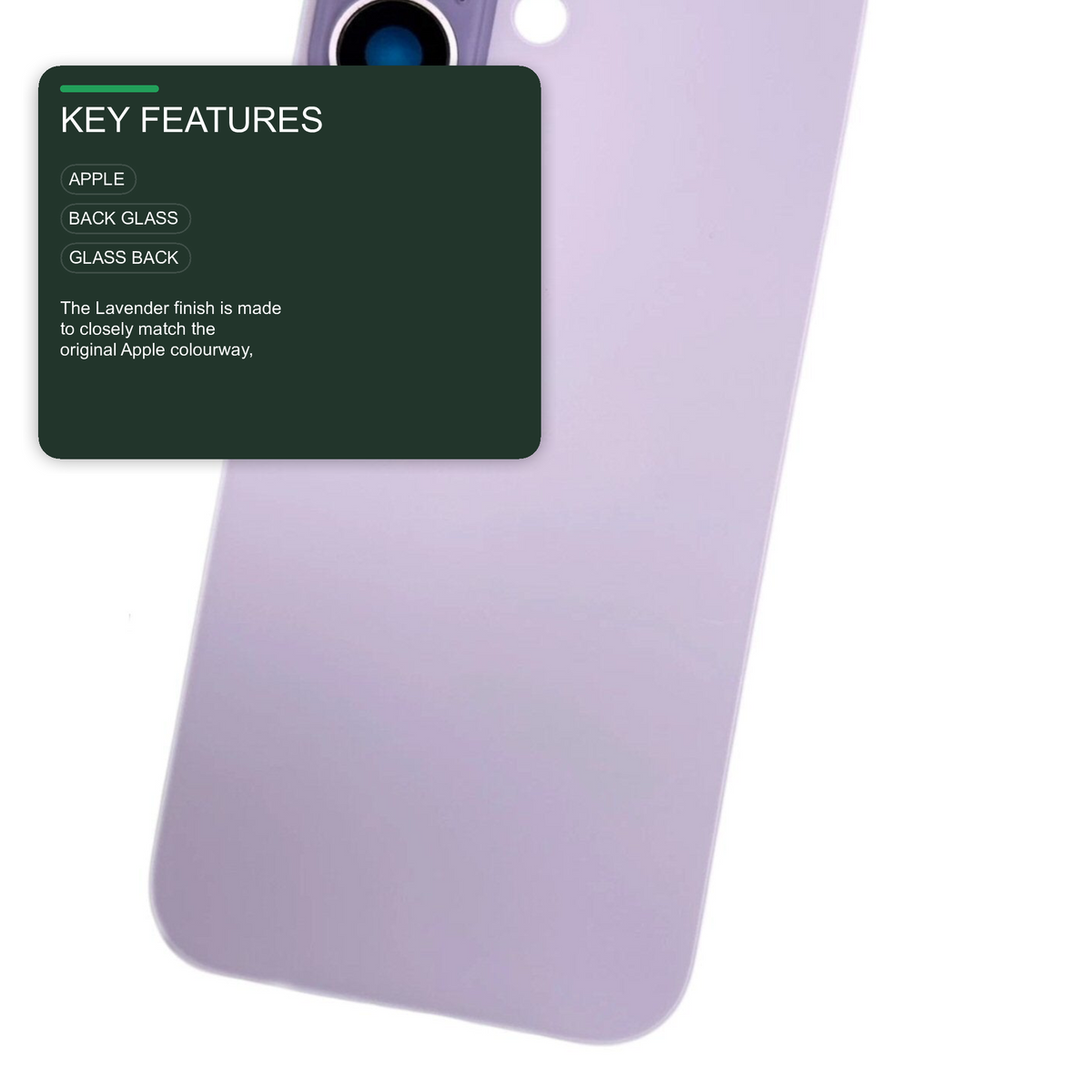 Glass Back For iPhone 17 Lavender Plain Without Logo Rear Glass FoneFunShop