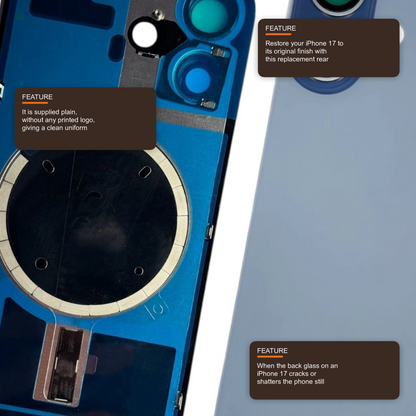 Glass Back For iPhone 17 Mist Blue Plain Without Logo Rear Glass FoneFunShop