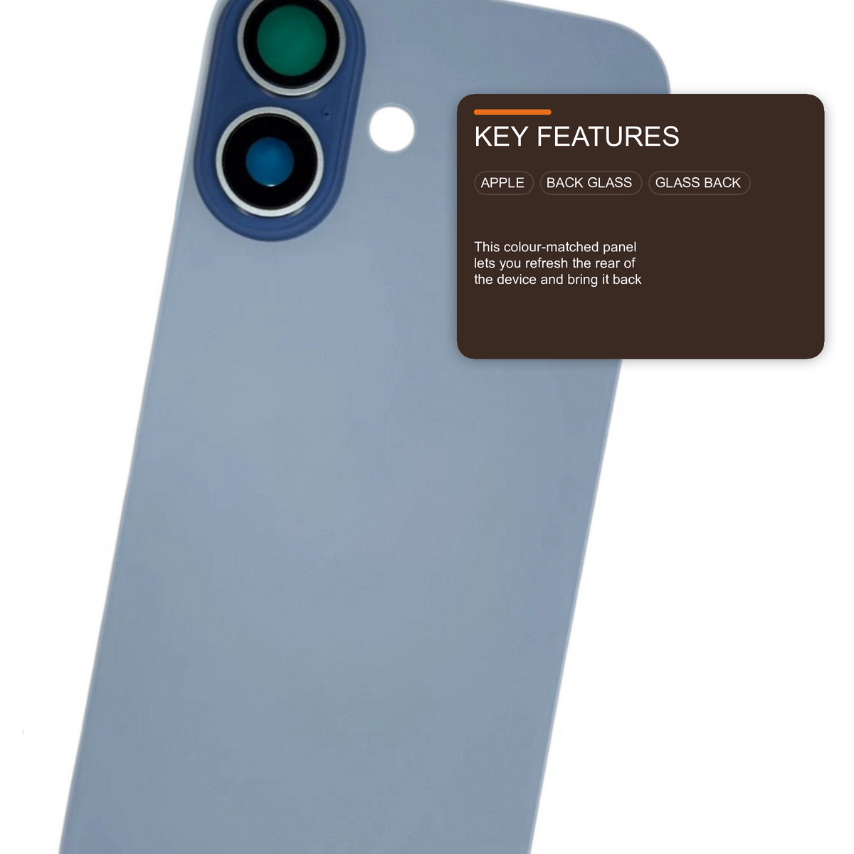 Glass Back For iPhone 17 Mist Blue Plain Without Logo Rear Glass FoneFunShop