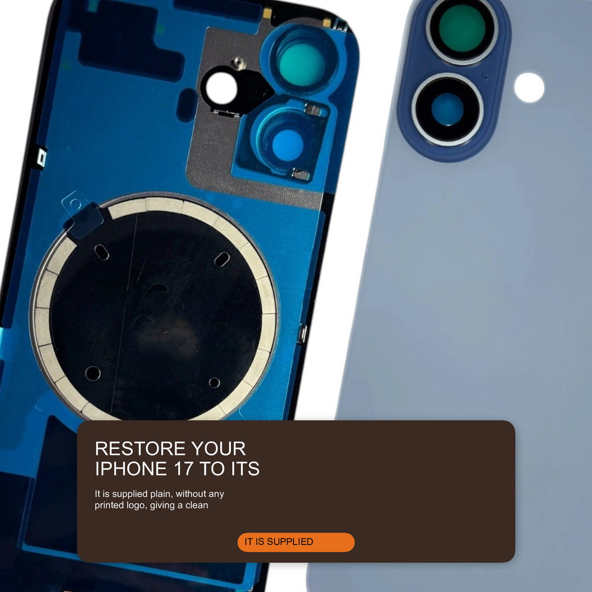 Glass Back For iPhone 17 Mist Blue Plain Without Logo Rear Glass FoneFunShop