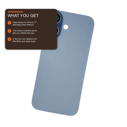 Glass Back For iPhone 17 Mist Blue Plain Without Logo Rear Glass FoneFunShop