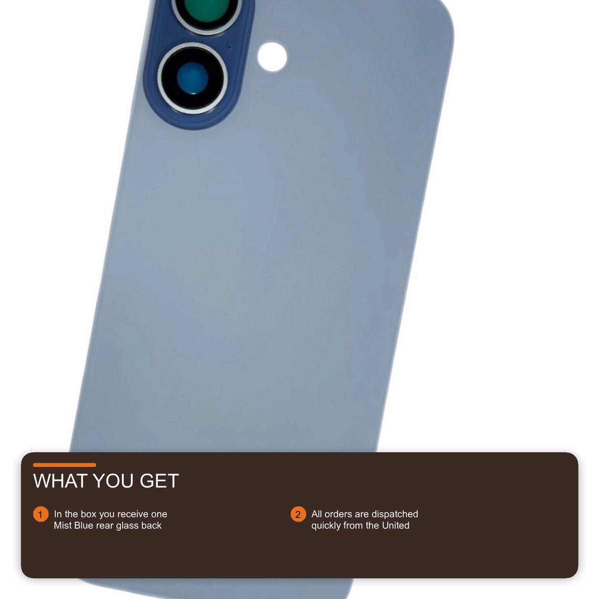 Glass Back For iPhone 17 Mist Blue Plain Without Logo Rear Glass FoneFunShop