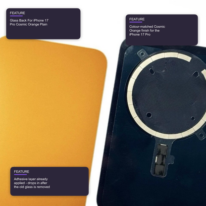 Glass Back For iPhone 17 Pro Cosmic Orange Plain Without Logo Rear Glass FoneFunShop