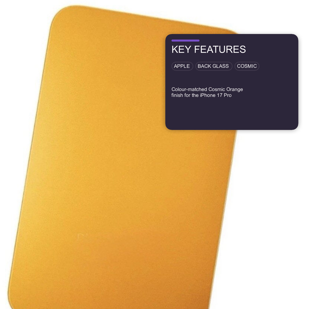 Glass Back For iPhone 17 Pro Cosmic Orange Plain Without Logo Rear Glass FoneFunShop