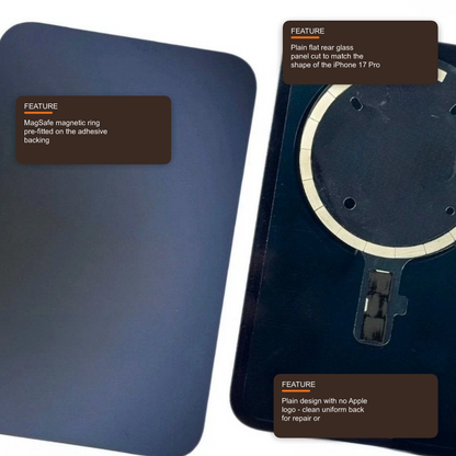 Glass Back For iPhone 17 Pro Max Blue Plain Without Logo Rear Glass FoneFunShop