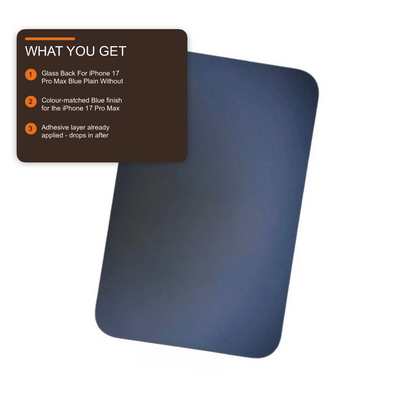 Glass Back For iPhone 17 Pro Max Blue Plain Without Logo Rear Glass FoneFunShop
