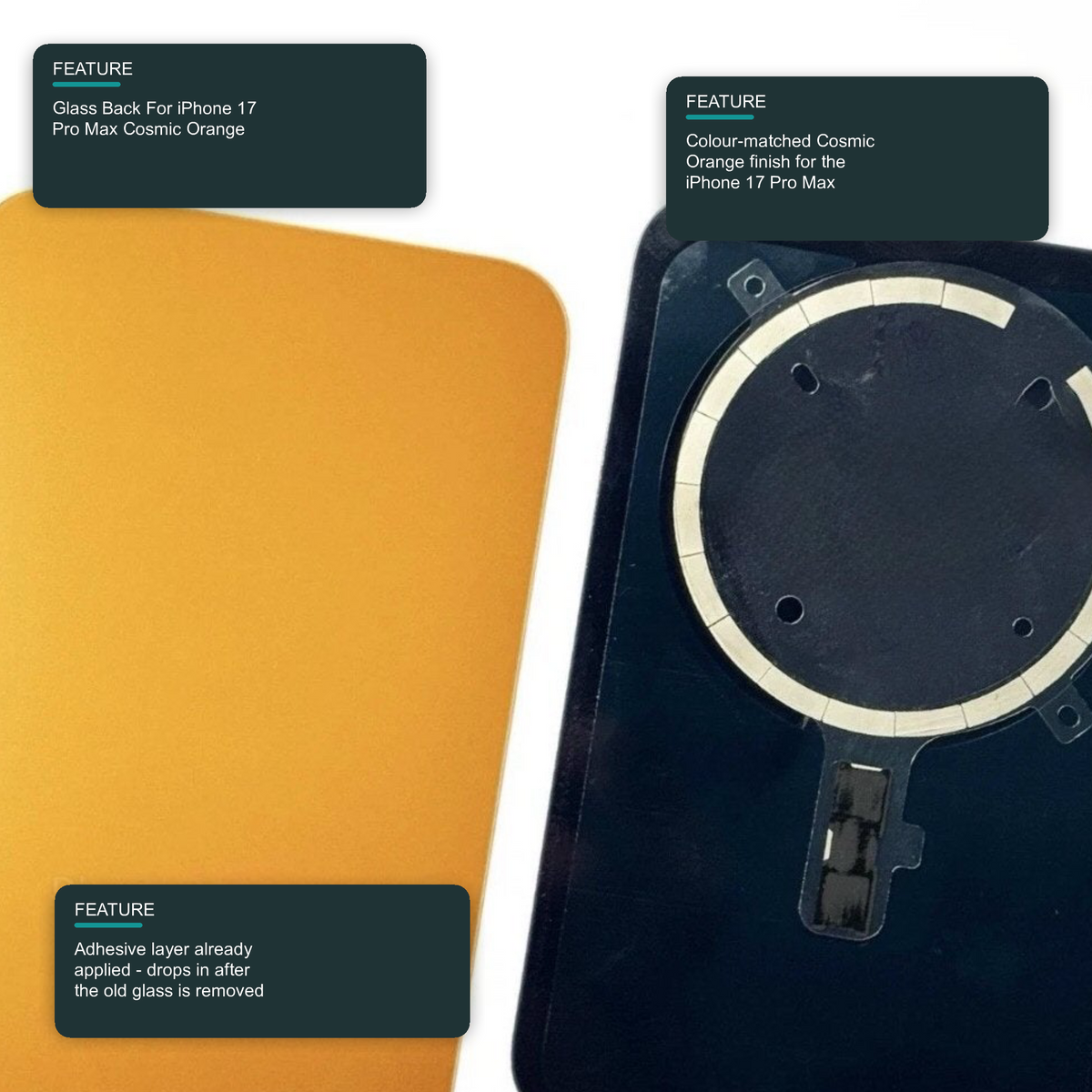 Glass Back For iPhone 17 Pro Max Cosmic Orange Plain Without Logo Rear Glass FoneFunShop