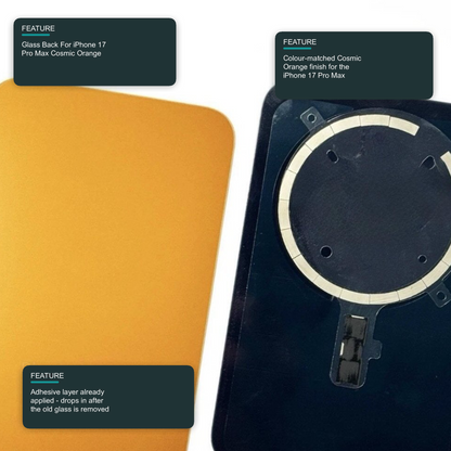 Glass Back For iPhone 17 Pro Max Cosmic Orange Plain Without Logo Rear Glass FoneFunShop