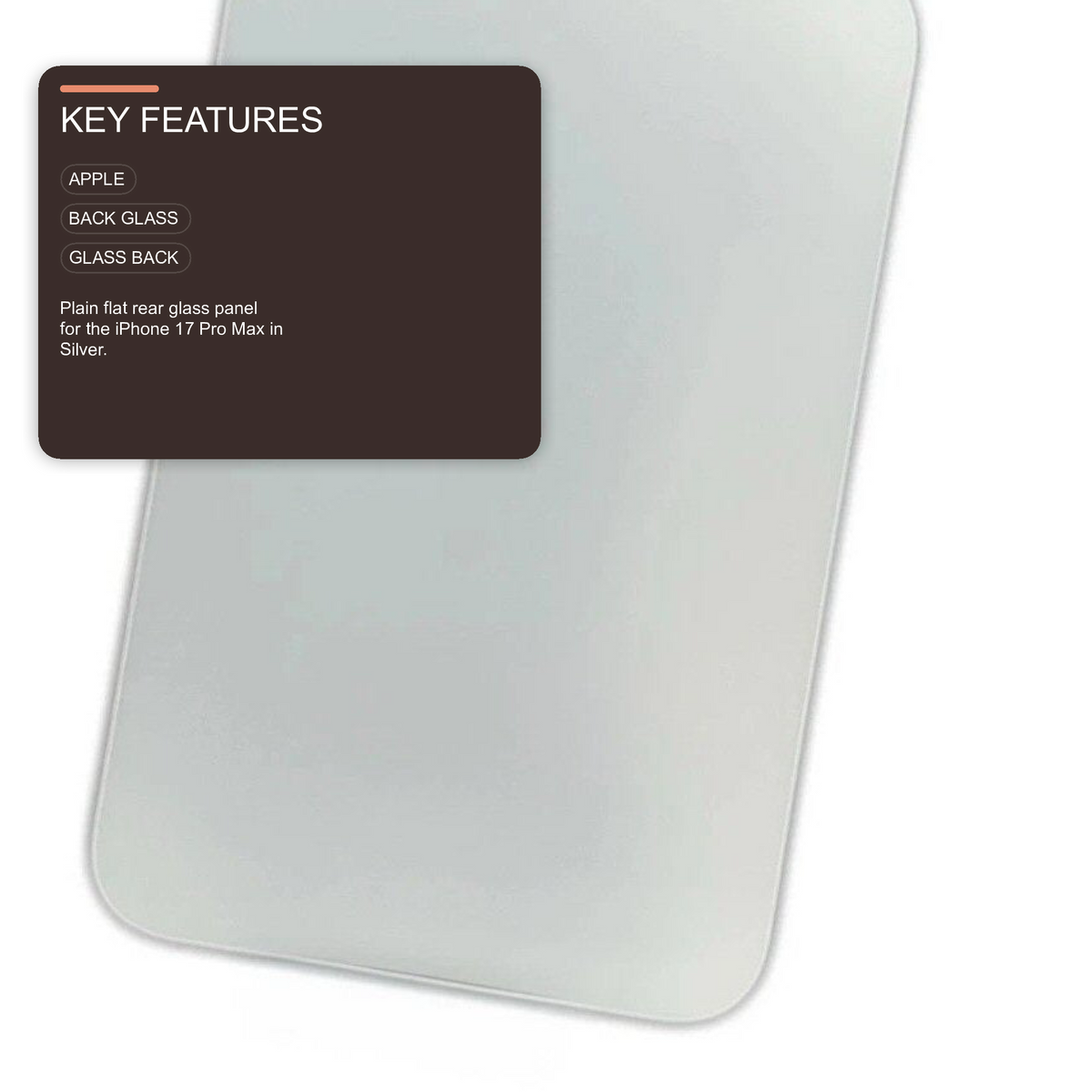 Glass Back For iPhone 17 Pro Max Silver Plain Without Logo Rear Glass FoneFunShop