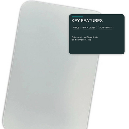 Glass Back For iPhone 17 Pro Silver Plain Without Logo Rear Glass FoneFunShop
