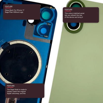 Glass Back For iPhone 17 Sage Plain Without Logo Rear Glass FoneFunShop