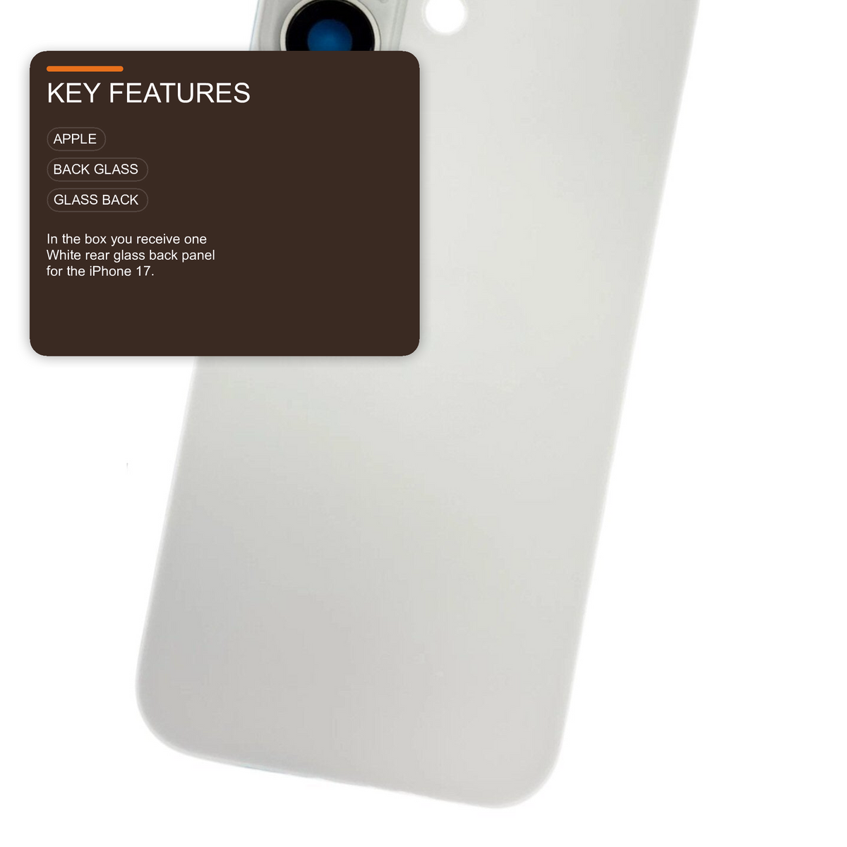 Glass Back For iPhone 17 White Plain Without Logo Rear Glass FoneFunShop
