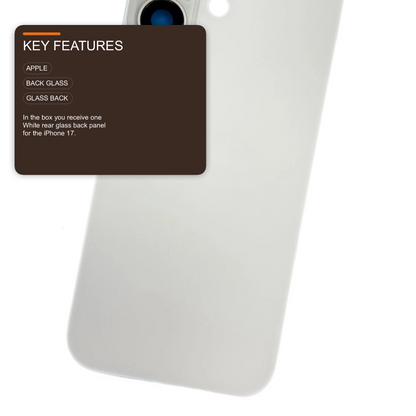 Glass Back For iPhone 17 White Plain Without Logo Rear Glass FoneFunShop