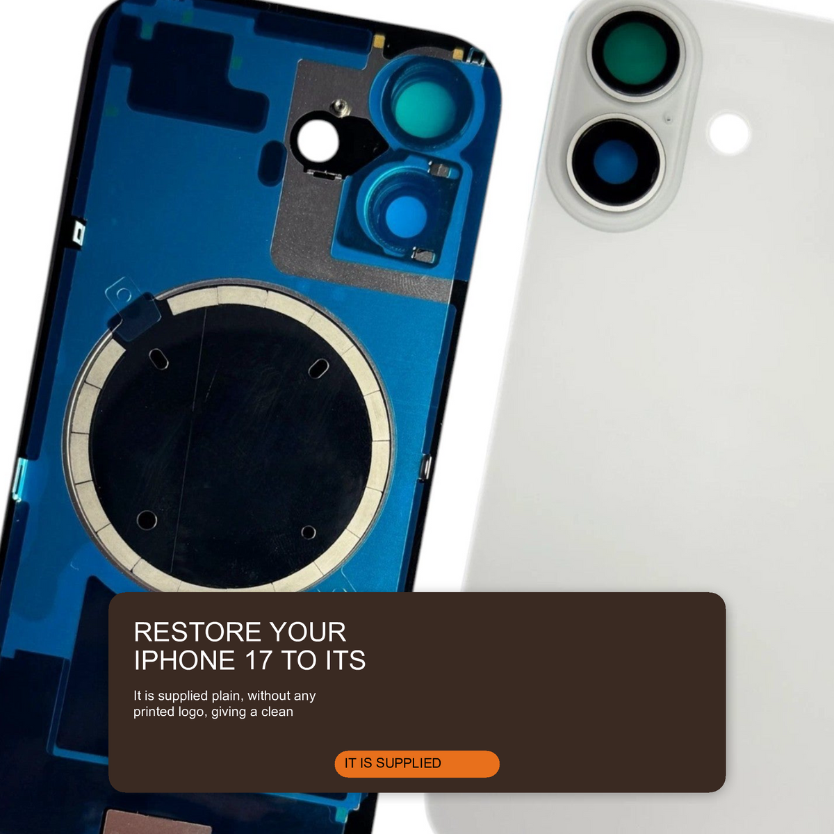 Glass Back For iPhone 17 White Plain Without Logo Rear Glass FoneFunShop