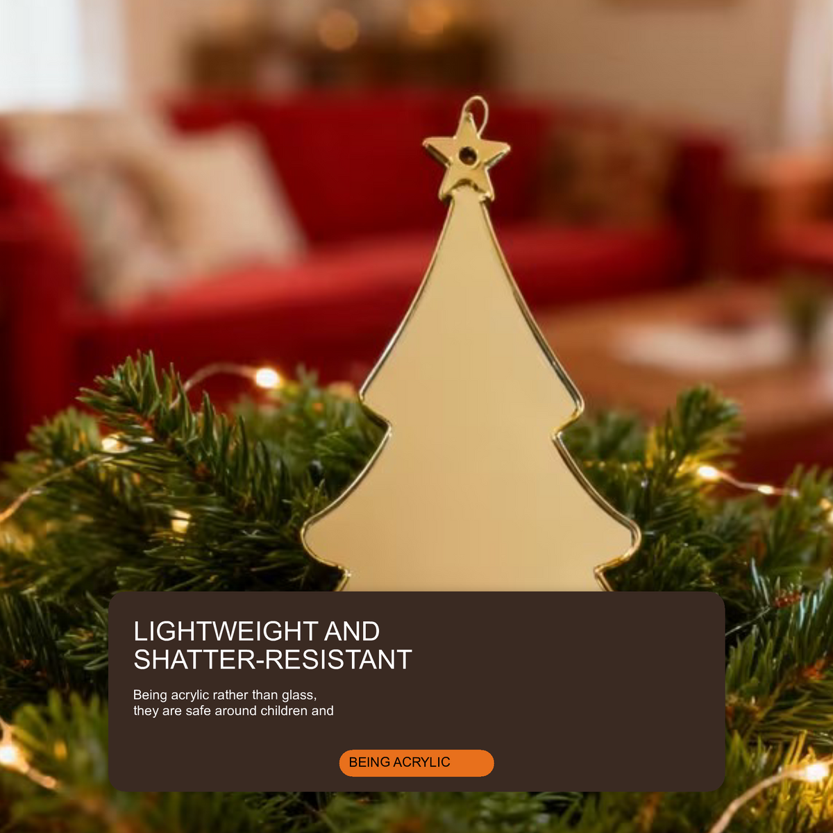 Golden Mirror Acrylic Christmas Tree Ornaments DIY Hanging Decorations - 20PCS Christmas FoneFunShop