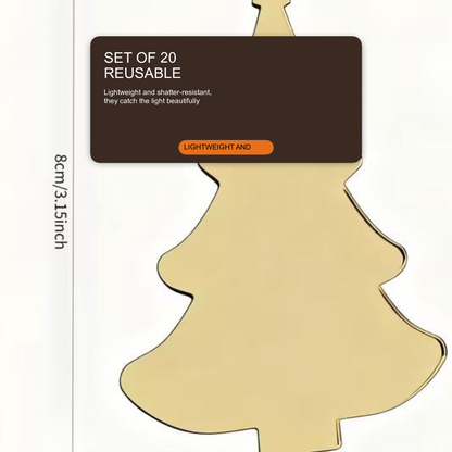 Golden Mirror Acrylic Christmas Tree Ornaments DIY Hanging Decorations - 20PCS Christmas FoneFunShop