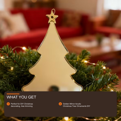 Golden Mirror Acrylic Christmas Tree Ornaments DIY Hanging Decorations - 20PCS Christmas FoneFunShop