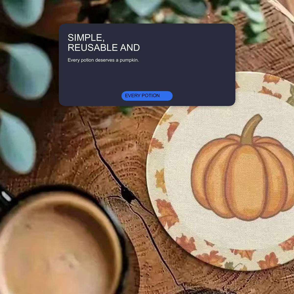 Halloween 4pc Flat Wooden Pumpkin Coasters Autumn Thanksgiving Decor Halloween Decoration FoneFunShop