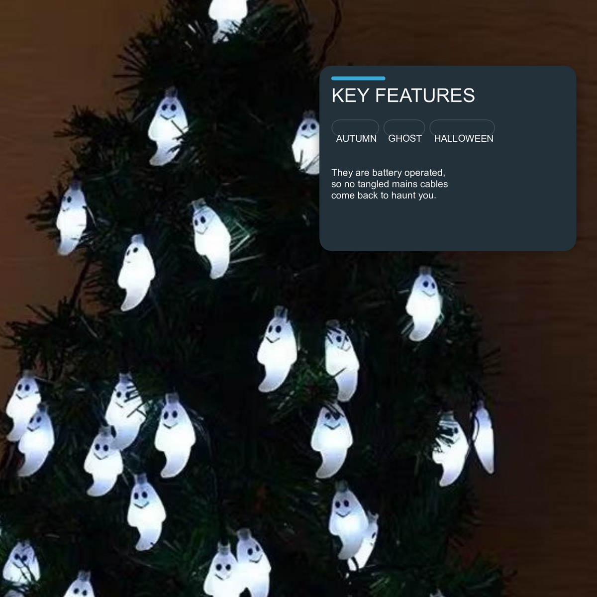 Halloween Ghost String Lights 20 LED Battery Operated Party Decor Halloween Decoration FoneFunShop