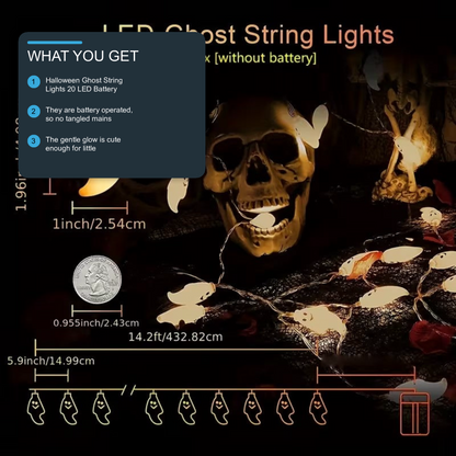 Halloween Ghost String Lights 20 LED Battery Operated Party Decor Halloween Decoration FoneFunShop