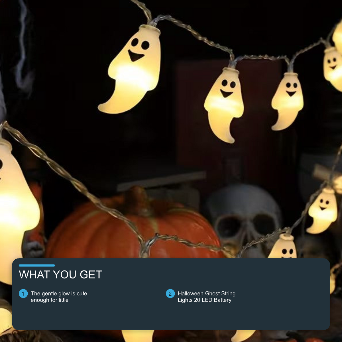 Halloween Ghost String Lights 20 LED Battery Operated Party Decor Halloween Decoration FoneFunShop