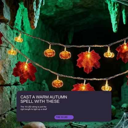 Halloween Maple Leaf & 3D Pumpkin String Lights 10 LED Fall Halloween Decoration FoneFunShop