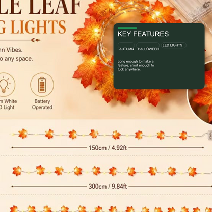 Halloween Maple Leaf String Lights 1.5m 10 LED Warm White Halloween Decoration FoneFunShop
