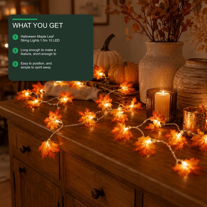 Halloween Maple Leaf String Lights 1.5m 10 LED Warm White Halloween Decoration FoneFunShop