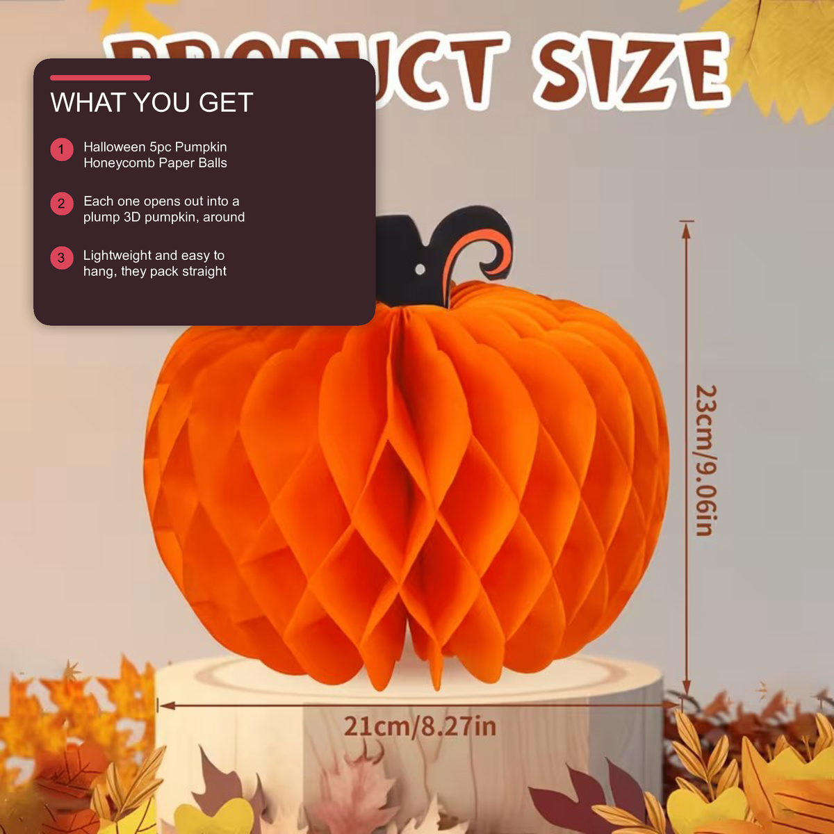 Halloween 5pc Pumpkin Honeycomb Paper Balls Thanksgiving Party Decor Halloween Decoration FoneFunShop