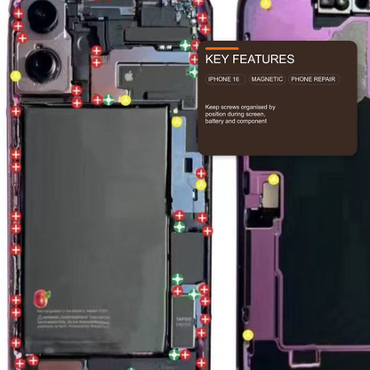 Magnetic Screw Mat For iPhone 16 Plus Repair Disassembly Guide Repair Tools FoneFunShop