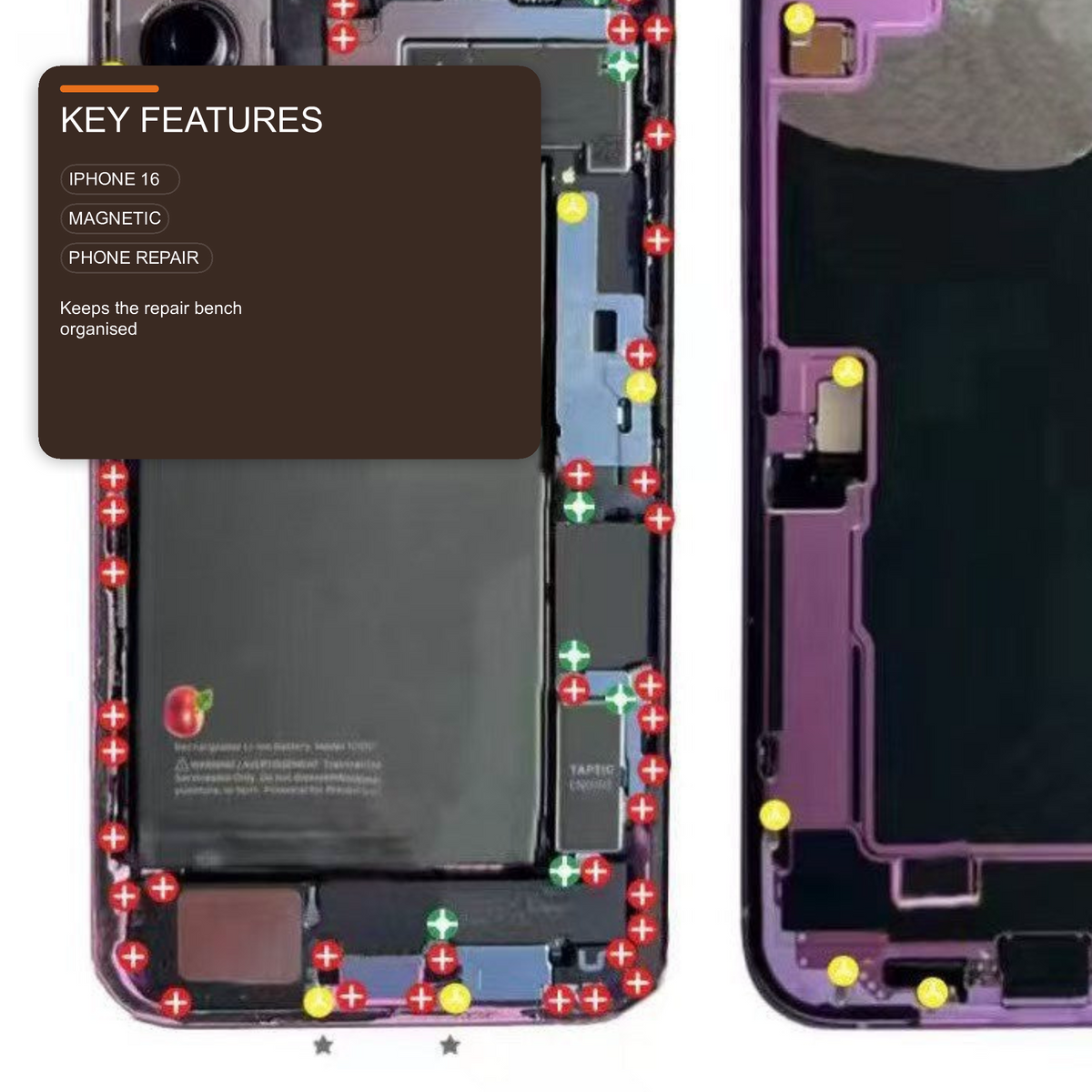 Magnetic Screw Mat For iPhone 16 Plus Repair Disassembly Guide Repair Tools FoneFunShop