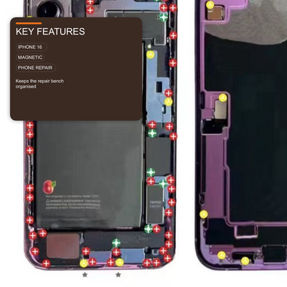 Magnetic Screw Mat For iPhone 16 Plus Repair Disassembly Guide Repair Tools FoneFunShop