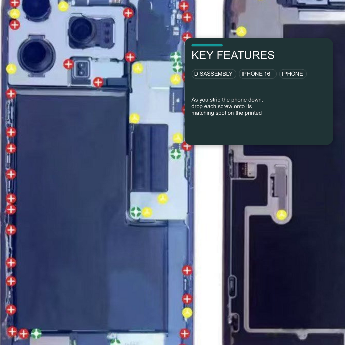 Magnetic Screw Mat For iPhone 16 Pro Max Repair Disassembly Guide Magnetic Repair Mat FoneFunShop