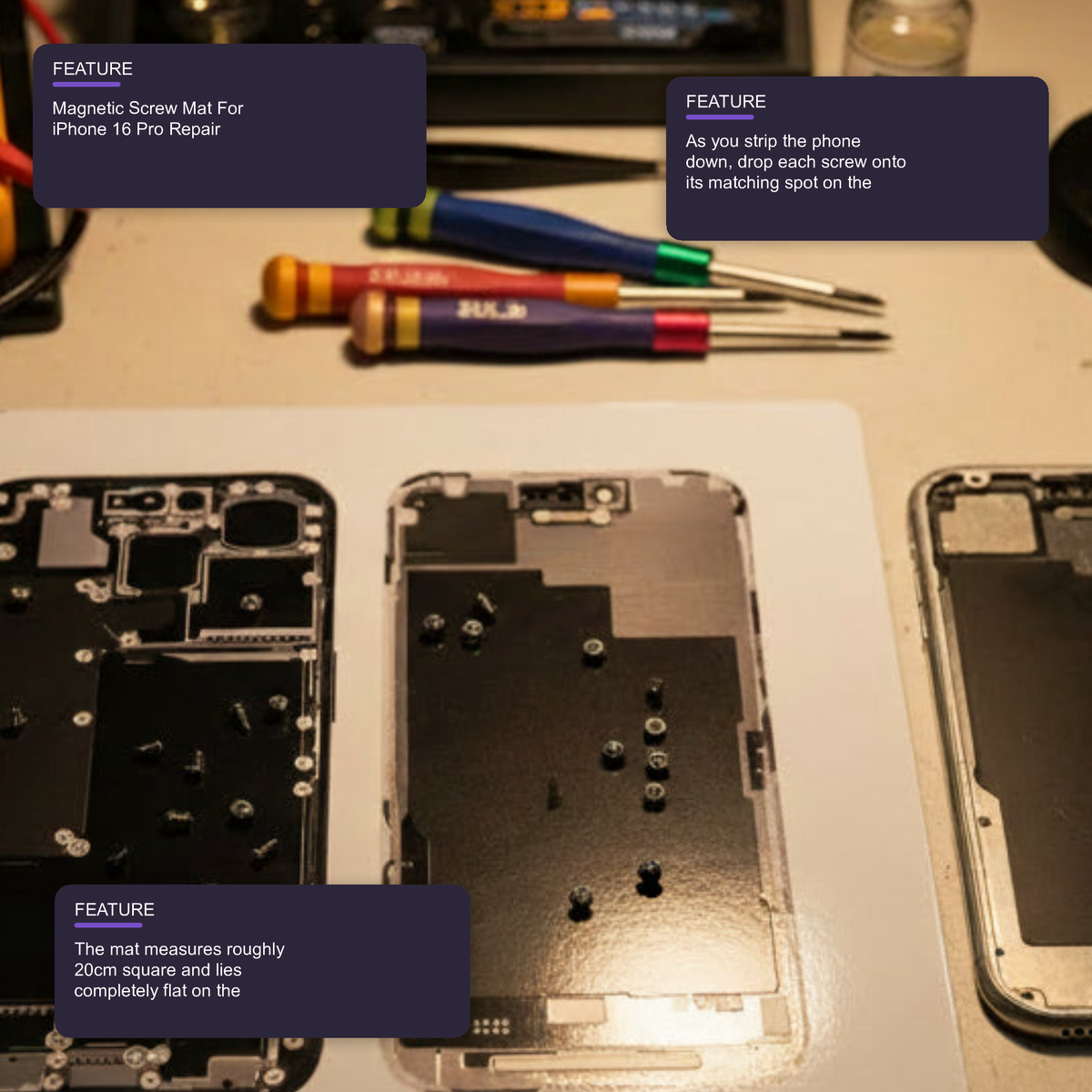 Magnetic Screw Mat For iPhone 16 Pro Repair Disassembly Guide Magnetic Repair Mat FoneFunShop