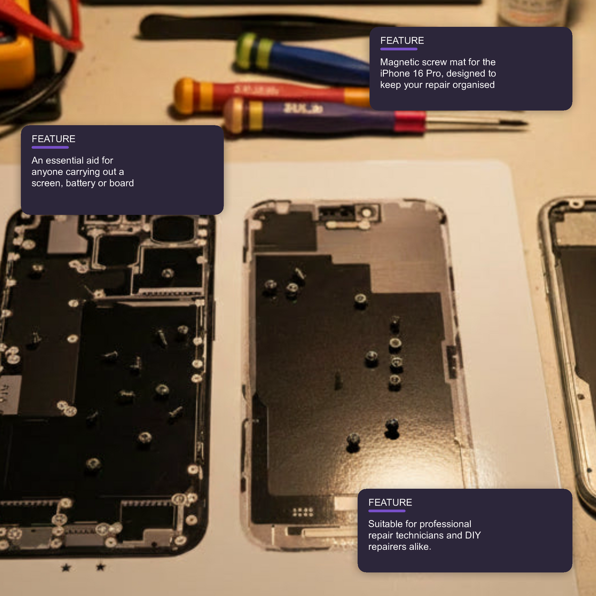 Magnetic Screw Mat For iPhone 16 Pro Repair Disassembly Guide Magnetic Repair Mat FoneFunShop