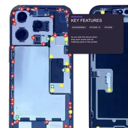 Magnetic Screw Mat For iPhone 16 Pro Repair Disassembly Guide Magnetic Repair Mat FoneFunShop