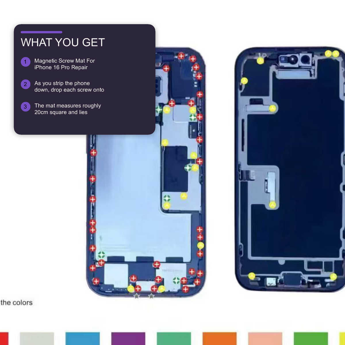 Magnetic Screw Mat For iPhone 16 Pro Repair Disassembly Guide Magnetic Repair Mat FoneFunShop