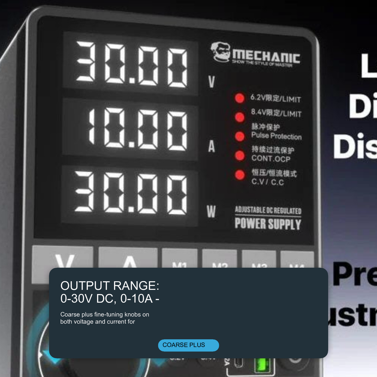 Bench Power Supply Mechanic DC 3010 Adjustable DC Regulated 30V 10A Phone Repair Tool FoneFunShop