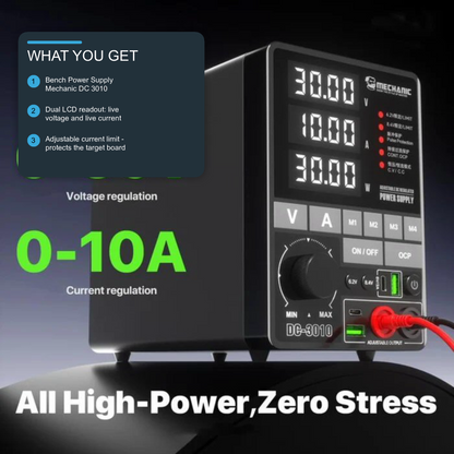 Bench Power Supply Mechanic DC 3010 Adjustable DC Regulated 30V 10A Phone Repair Tool FoneFunShop