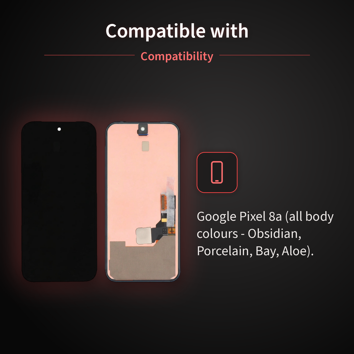 OLED Screen For Google Pixel 8a No Frame With Fingerprint Sensor Screen FoneFunShop