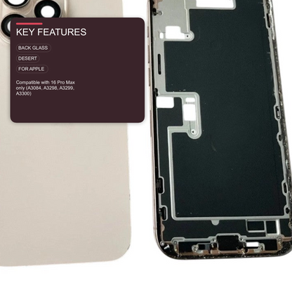 Original Genuine Housing Frame with Back Glass Gold Grade A for iPhone 16 Pro Max (Used OEM) Housing FoneFunShop