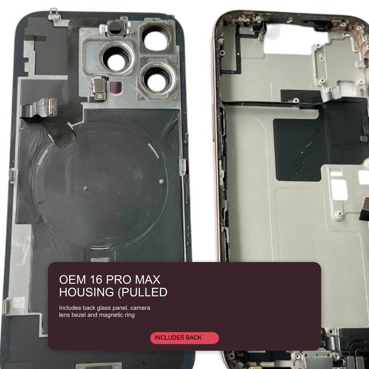 Original Genuine Housing Frame with Back Glass Gold Grade A for iPhone 16 Pro Max (Used OEM) Housing FoneFunShop