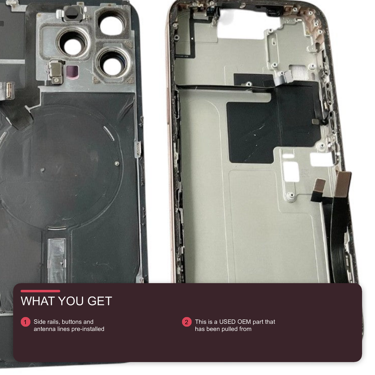 Original Genuine Housing Frame with Back Glass Gold Grade A for iPhone 16 Pro Max (Used OEM) Housing FoneFunShop