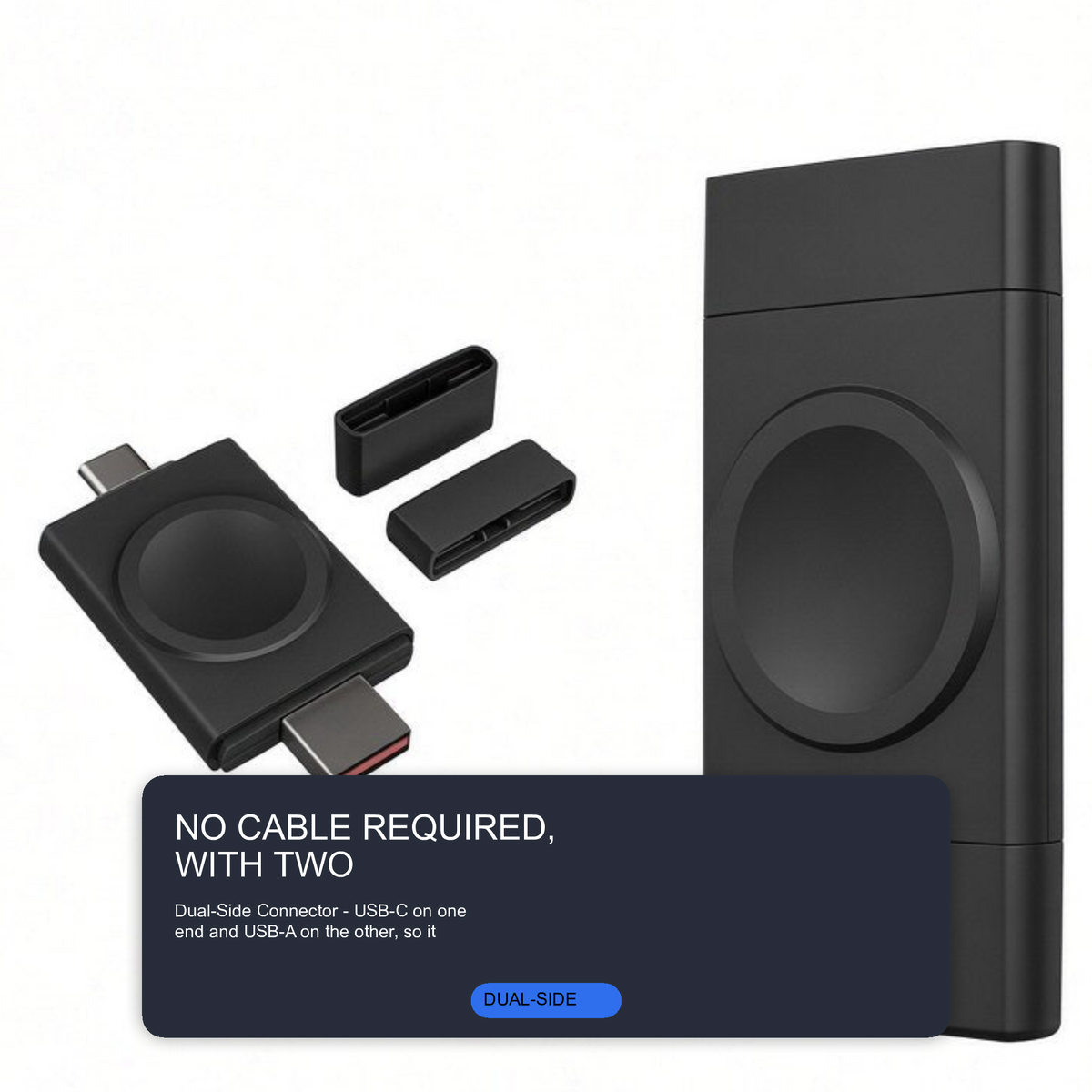 Portable Dual-Side Magnetic Charger for Smart Watches in Black with USB-A / C Watch Charger FoneFunShop