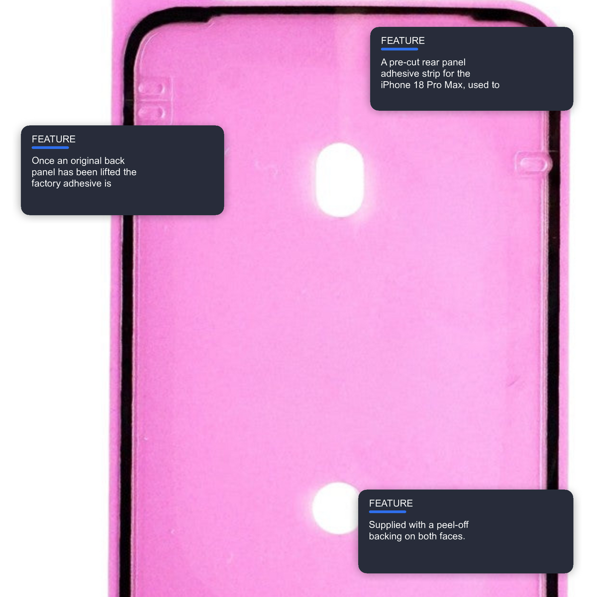 Rear Panel Adhesive For iPhone 18 Pro Max Bonding Glue Strip For Back Glass Repair Adhesive FoneFunShop