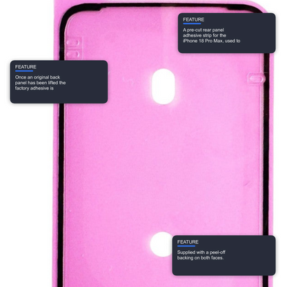 Rear Panel Adhesive For iPhone 18 Pro Max Bonding Glue Strip For Back Glass Repair Adhesive FoneFunShop