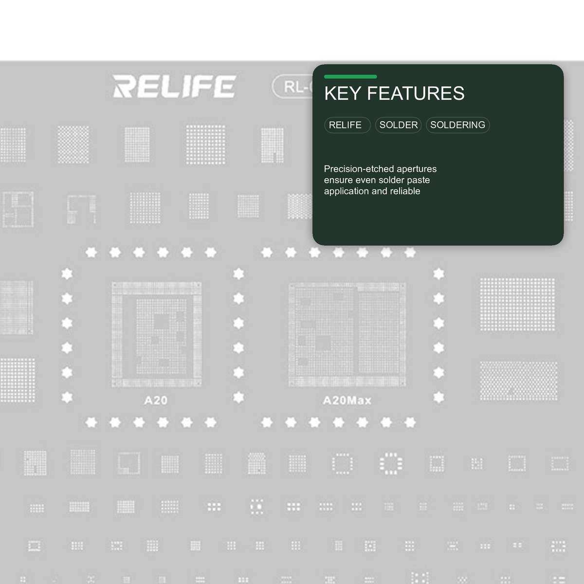 Reballing Stencil For IP18 Series Relife RL-044 For A20 and A20 Max Chipsets Stencil FoneFunShop