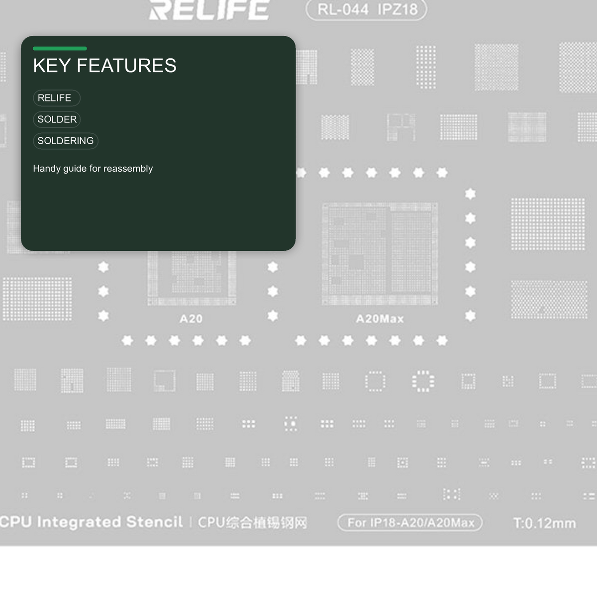 Reballing Stencil For IP18 Series Relife RL-044 For A20 and A20 Max Chipsets Stencil FoneFunShop