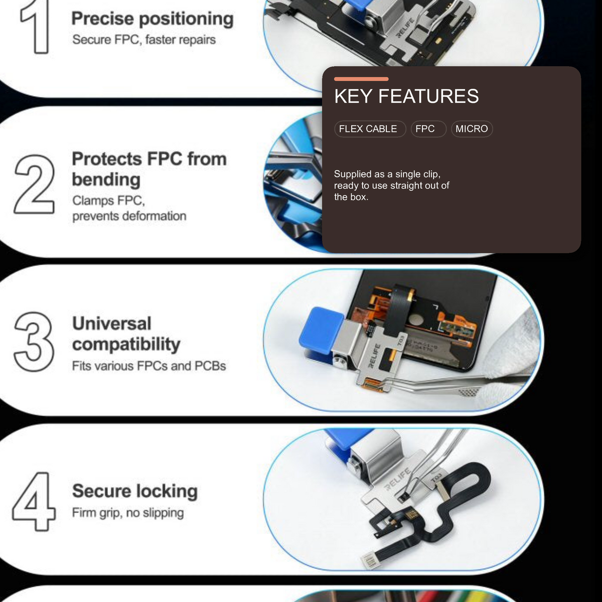 Relife TD3 FPC Holder Connector For Flex Ribbon Cable FPC Repair Repair Tool FoneFunShop