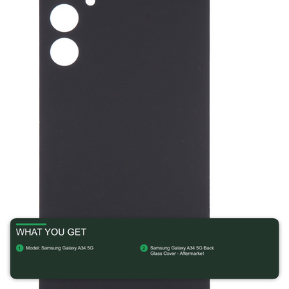 Back Glass Battery Cover with Camera Lens Black for Samsung Galaxy A34 5G SM-A346B - Aftermarket Back Cover FoneFunShop
